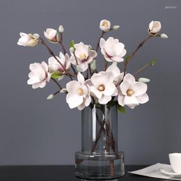 Decoratieve bloemen 51 cm Big Magnolia Artificial Flower Branch Levens Levensachtige plastic nepbruiloft arrangement Home Decor vaas