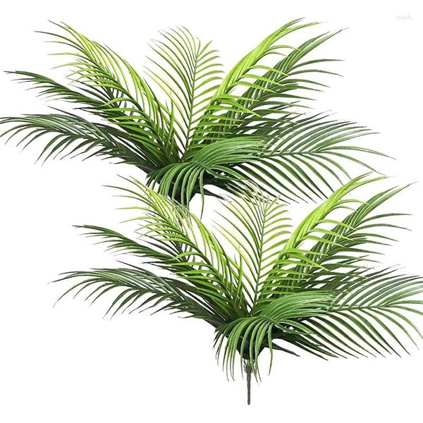 Fleurs décoratives 52cm 9 fourchettes palmier artificiel plantes tropicales branche plastique fausses feuilles vertes pour noël maison jardin