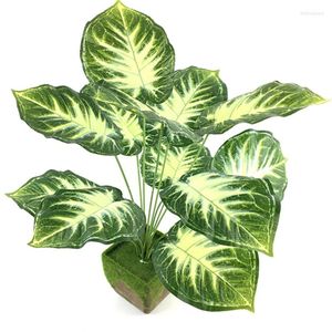 Fleurs décoratives 52CM12 feuilles plantes vertes artificielles en plastique bouquet de palmiers tropicaux décoration intérieure El bureau maison bureau déco