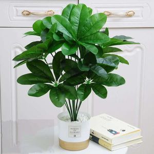 Fleurs Décoratives 53CM 12Leaves Plantes Vertes Artificielles Rare Branche De Banian Arbre Intérieur Et Extérieur Embellissement El Bureau Balcon Maison