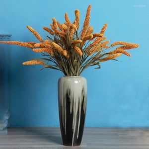 Fleurs décoratives 53 cm 6 pcs Plante Artificielle Faux Paddy Branche Mousse Blé Oreille Bouquet Agriculteur Pour La Maison De Mariage Décor De Bureau Halloween