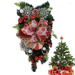 Fleurs décoratives 53 cm grand cintre de couronne de Noël pour porte d'entrée cheminée rouge canne à sucre guirlande d'arbre de Noël décoration extérieure de la maison