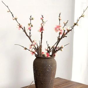 Fleurs décoratives 54 cm Single Pink Winter Plum Branche Artificiel Flower Home El Mariage Scène Arrangement de décoration DIY