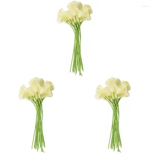Decoratieve bloemen 54x kunstmatige calla lily single long stengel boeket echte woningdecor kleur: romig