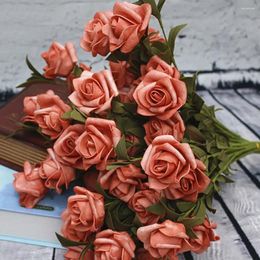 Fleurs décoratives 55 cm artificielles 5 têtes Peony Teon Rose Silk Fake For DIY Salon Home Garden Wedding Christmas Decoration