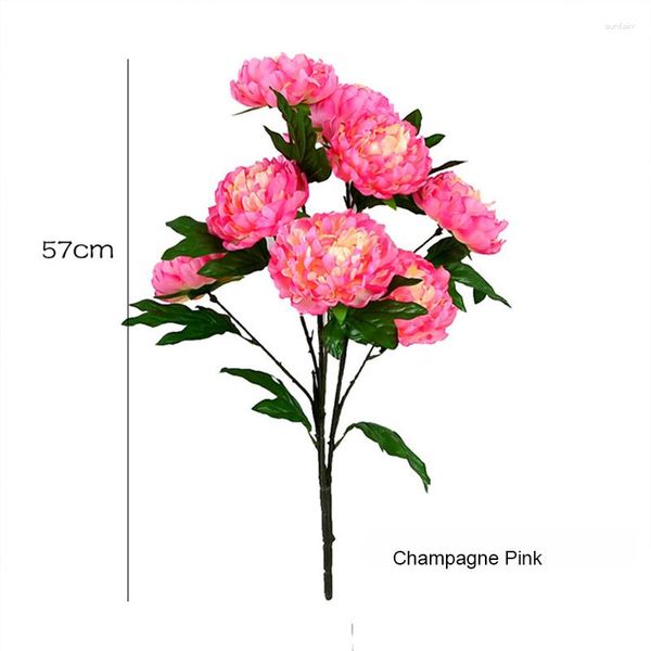 Decorative Flowers 57cm Artificial High Quality Large 8 Peony Fake Wreath Farmhouse Home Decor Wedding Backdrop Wall Silk Flower Bouquet