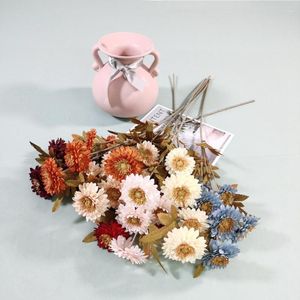 Fleurs décoratives 58CM soie artificielle marguerite fleur branche maman pour la maison Table centres de table Arrangement décoration