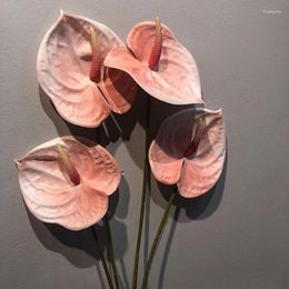 Fleurs décoratives 59 cm 3D Impression Anthurium Branche de fleurs artificielles fausses plantes pour la maison de table de mariage de Noël décorations