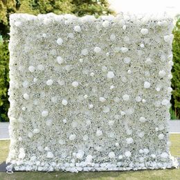 Decoratieve bloemen 5D Wit Rose Babysbreath Doek Rollerbloem Wall Fabric Brug Decor Decor Hanging Curtain Plant Event Party Prop