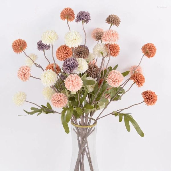 Fleurs décoratives 5heads Artificiel Long Branch Hortengea Dandelion Bouquet pour arrangement de fleurs de mariage Décoration de la fête de Noël