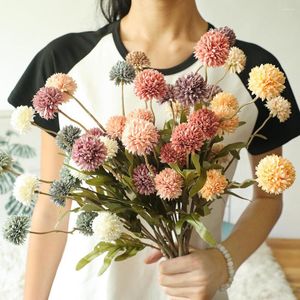 Decoratieve bloemen 5heads Ball Gerbera Kunstmatige bloem Silk Dandelion Fake Bouquet Sunflower Flores Home Wedding Decoratie Accessoires