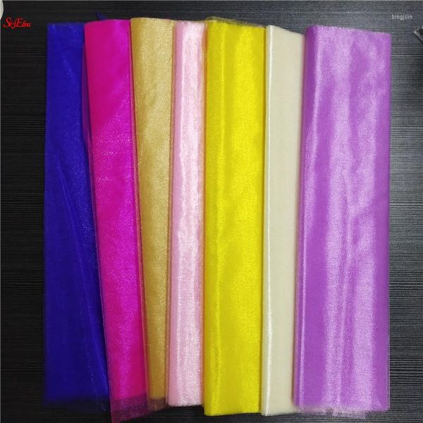 Fleurs décoratives 5 M/lot Organza Tulle Rouleau Soie Fleur Arches Sheer Cristal Tissu Porte De Mariage Fête D'anniversaire Décoration 5 pcs 5Z SH800