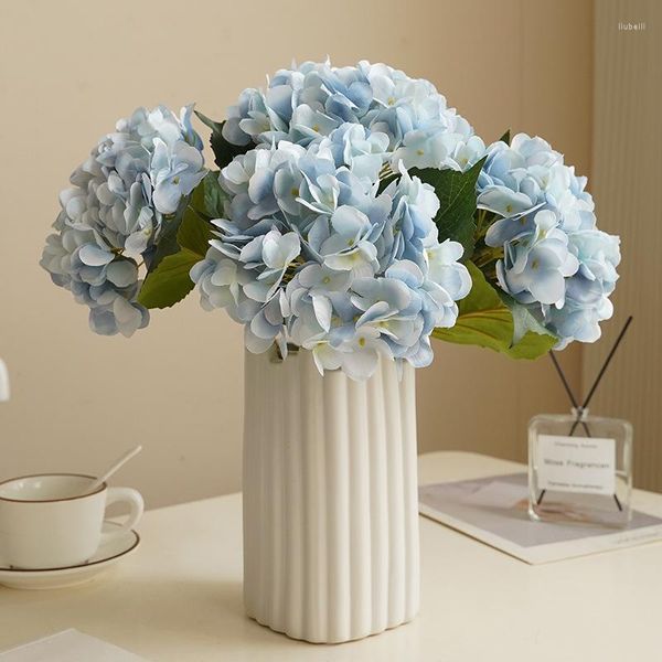 Fleurs décoratives 5Pc hortensia artificiel fleur de soie arc de mariage route plomb Arrangement mariée Bouquet fête décor à la maison