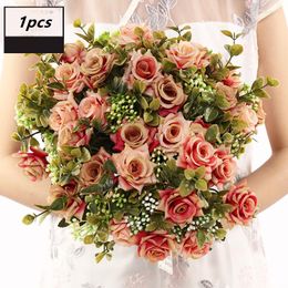 Decoratieve bloemen 5 -stc/Lot Artificial Flower Italiaanse krullende roos zijden boeket bruiloft schieten rekwisieten nep huizendecoratie