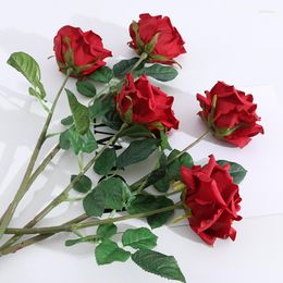 Decoratieve Bloemen 5st Hydraterende Krul Real Touch Roos Kunstbloem Woondecoratie Accessoires Mariage Handholding Silk Krans Flore