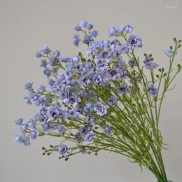 Fleurs décoratives 5pc Hydrating Feel Delphiniums Latex Decor Artificial Violets Luxury Home Decor