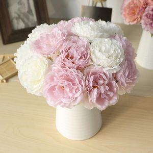 Fleurs décoratives 5 pièces 1 bouquet pivoine rayonne fleur décoration de la maison mariage Bouquet mariée haute qualité Faux Faux salon