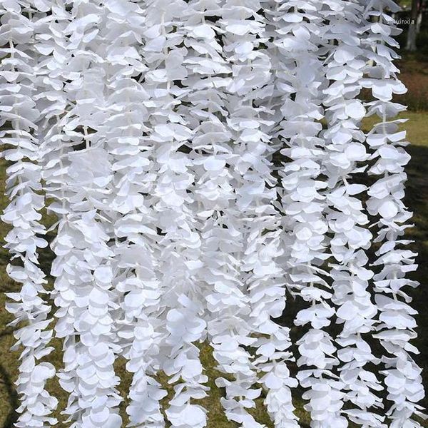 Fleurs décoratives 5pcs 100 cm Wisteria artificielle vigne Garland Silk Ivy Décoration suspendue pour le mariage DÉCOR DE MINE Couronnes de Noël