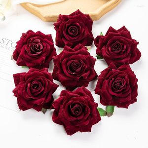 Fleurs décoratives 5 pièces 10 cm artificielle Premium soie Rose accessoires de cheveux de mariée chapeau coiffure florale scène festive décoration maison
