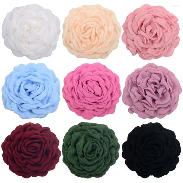 Flores decorativas 5 piezas 12 cm estereoscópico borde quemado rosa camelia cabezas de flores artificiales DIY hecho a mano broche de horquilla accesorios de ropa