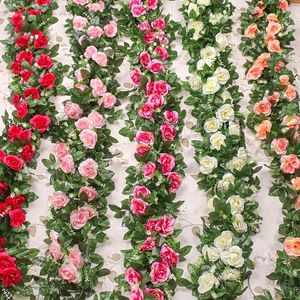 Fleurs décoratives 5pcs 220 cm Silk rose guirland