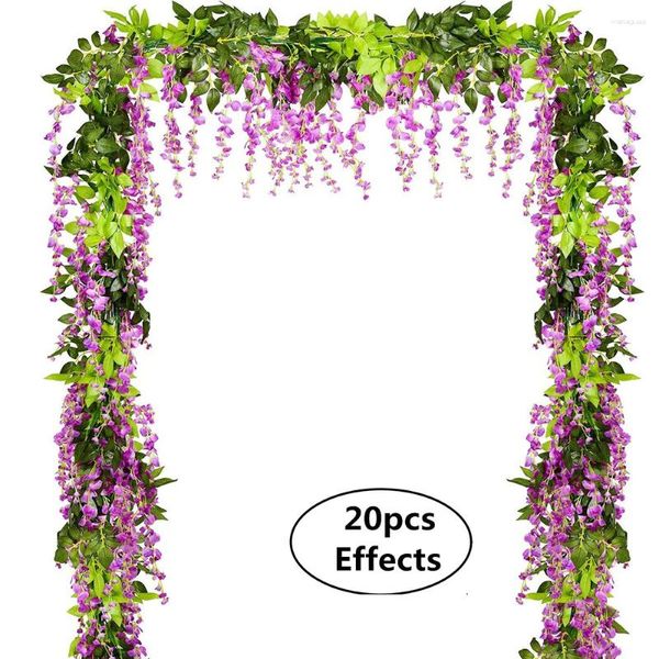 Fleurs décoratives 5pcs 2m Wisteria vigne artificielle Garland Foliage rotin traînant Ivy Wall Wedding Arch Garden Decoration