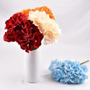 Decoratieve bloemen 5 stks 5 hoofden Hydrangea Bouquet Wedding Kerstdecoratie Fake Fabrikant Groothandel