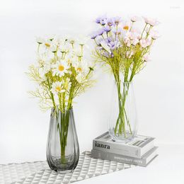 Fleurs décoratives 5pcs 50cm marguerite blanche branche de fleurs en soie artificielle bouquet décoration de mariage saint valentin maison jardin bricolage faux accessoire