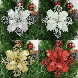 Decoratieve Bloemen 5 stks 9/11/16 cm Glitter Kunstbloem Kerst Poinsettia Nep Voor Huisdecoratie Jaar Party Kerstboom Ornament