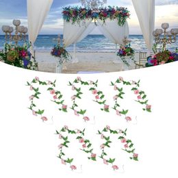 Flores decorativas, 5 uds., 9 cabezas, rosa, vid, flor Artificial, planta falsa para decoración de boda, jardín, decoración del hogar
