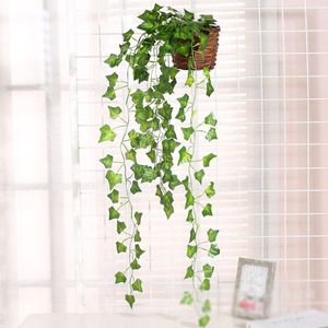 Fleurs décoratives 5PCS 90cm Vert Raisin Artificiel Suspendu Vigne Faux Plantes Feuilles DIY Guirlande De Mariage Maison Jardin El Décoration Murale