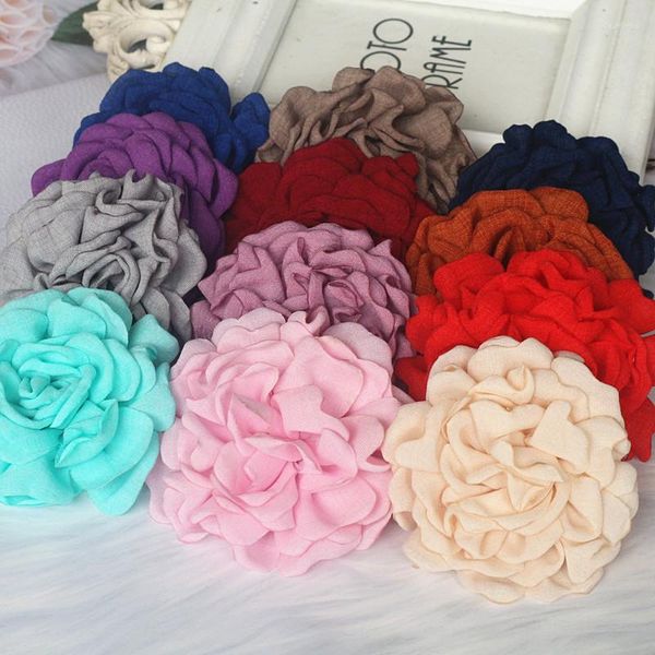 Fleurs décoratives 5 pièces 9CM, Simulation de tissu fait à la main, Rose pour bricolage, accessoires pour cheveux, chapeaux de robe, chaussures, broches de décoration