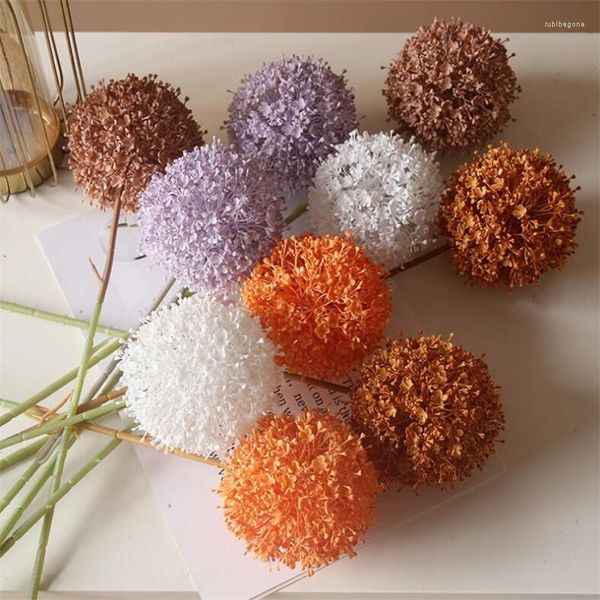 Flores decorativas 5 piezas de tallo de allium artificial de plástico colorido bola de cebolla gigante rama de flor para centros de mesa de boda decoración floral