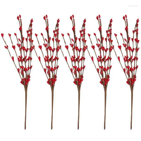 Flores decorativas 5 uds tallos de bayas artificiales rama falsa para decoraciones navideñas selecciones esquejes de frutas simulación de naranja