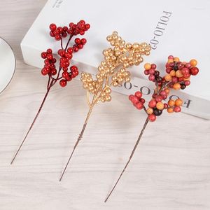 Fleurs décoratives 5pcs Artificiel Christmas Berry Red MoUr Berries Berries For Dy Wreath Supply Osmas Tree Decorations Decor Decor 2024