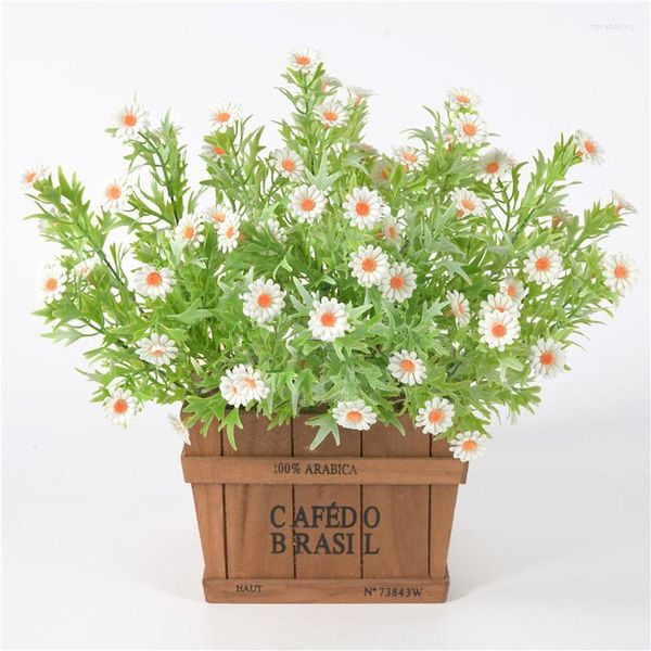 Fleurs décoratives 5 pièces marguerite artificielle soie fausse camomille petit paquet de chrysanthème blanc mariage décoration de la maison