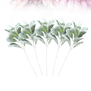 Decoratieve bloemen 5 -stks kunstmatige ingekrachtige lammeren oorspray blad lamsliberen gebladerte plukken groen voor thuis bruiloft diy ambachtelijke bloemen