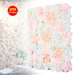 Fleurs décoratives 5pcs panneaux de mur de fleurs artificielles de mariage clôture de jardin bricolage en toile de fond de toile décor