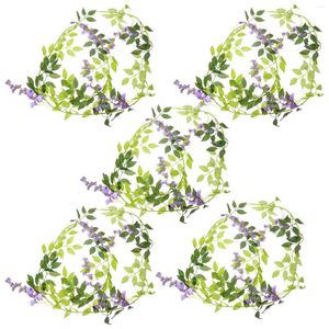 Fleurs décoratives 5 pièces guirlande artificielle glycine vigne plantes suspendues verdure fausse feuille