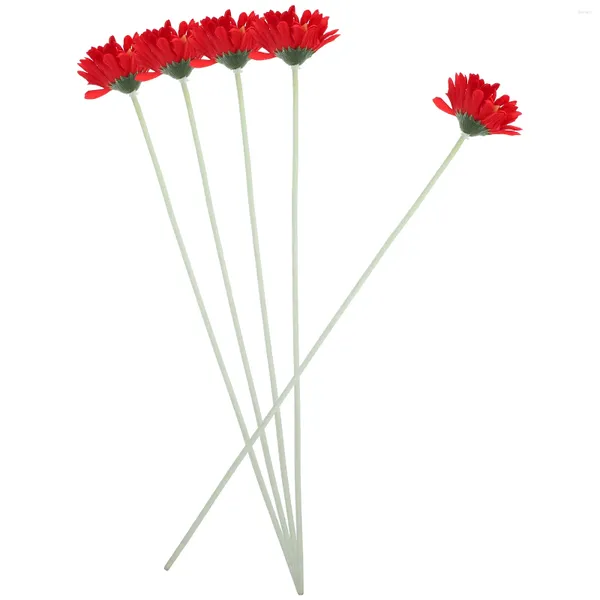 Fleurs décoratives 5pcs Artificiel Gerbera Daisy Bouquet tige des fleurs de mariage nuptiales pour la maison