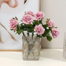 Decoratieve bloemen 5 -stks kunstmatige hydraterende rozenbloem echt touch nep bruiloft decor Brial Bouquet Home woonkamer decoratie