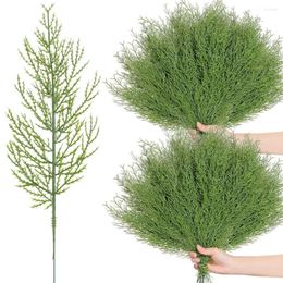 Decoratieve bloemen 5 stks kunstmatige dennentakken simulatie groen plantenbladeren jaar woning decoratie 2024 plastic planten