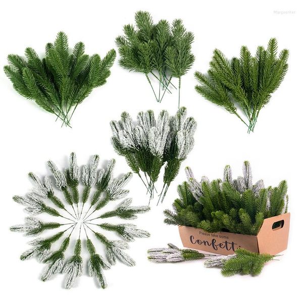 Fleurs décoratives 5 pièces plantes artificielles branches de pin accessoire d'arbre de noël bricolage guirlande cadeau ornements de noël pour la maison Navidad