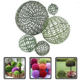 Fleurs décoratives 5pcs Cage de balle topiaire artificielle en plastique Faux herbe