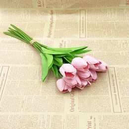 Decoratieve bloemen 5 -stks kunstmatige tulp tafel decoratie voor bruiloftsfeestje mariage accessoires