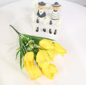 Fleurs décoratives 5 pièces tulipes artificielles branche de fleur pour fond de mur végétal mariage maison Al bureau Bar