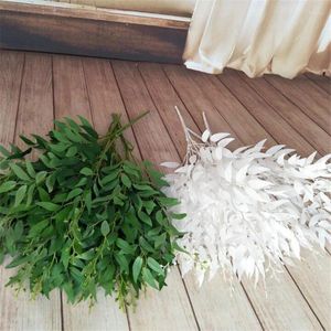 Decoratieve bloemen 5 stks kunstmatige wilg bladtakken witte/groene olijfboomstelen voor bruiloft centerpieces feestdecoratie