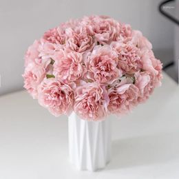 Fleurs décoratives 5pcs Automne Silk Artificiel Peony Bouquet Mariage Home Room Decoration Floral Floral for Vase DIY Craft Arrangement