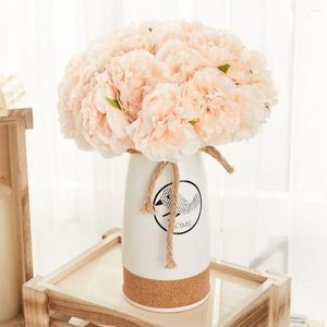 Decoratieve bloemen 5 -stks Mooie kunstmatige pioenroeven realistisch wit boeket zachte zijden tafel decor