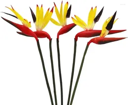 Fleurs décoratives 5pcs Bird of Paradise Plante artificielle 23 pouces Plantes de verdure intérieure Fake Flower Bouquet pour décor pour une fête de mariage à la maison